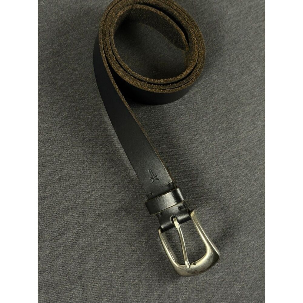 Frye Black Leather Belt Silver Buckle Classic Western Casual 44" Long - Picture 2 of 12